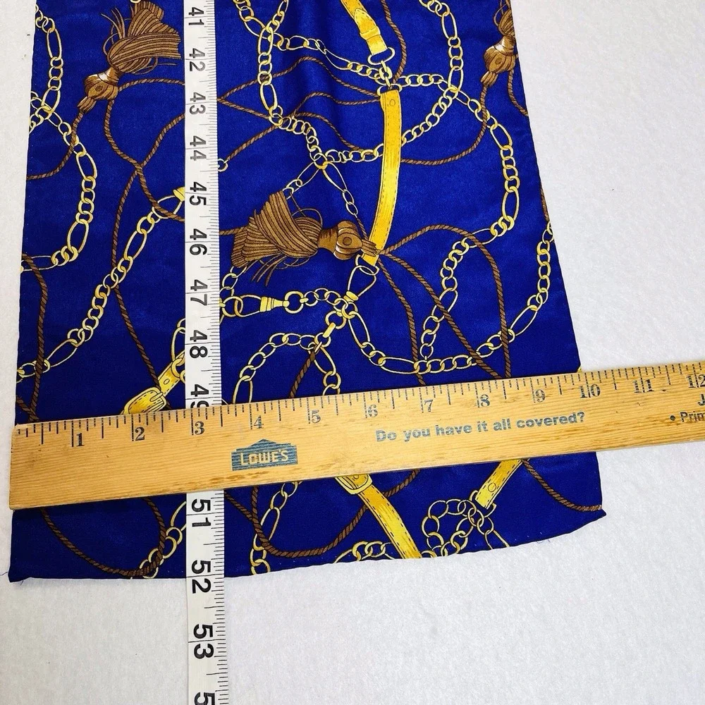 Silk Scarf Equestrian Bits Belts Chains‎ Tassels Purple Gold Lovely 52 X 10
